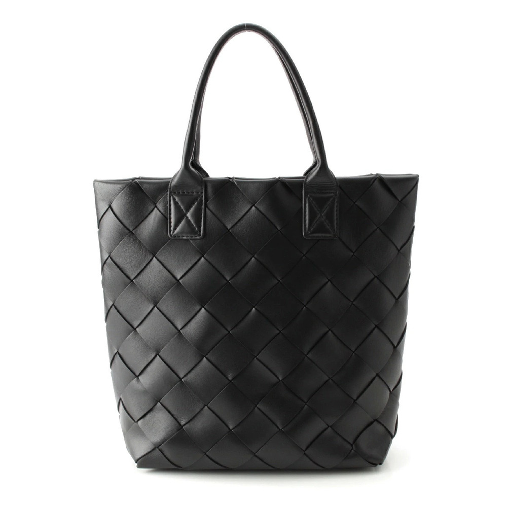 Bottega Veneta Maxi Cabas Leather Intrecciato Shoulder Tote Bag Black